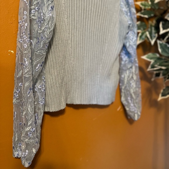 embellished mixed textile sweater - Picture 5 of 6